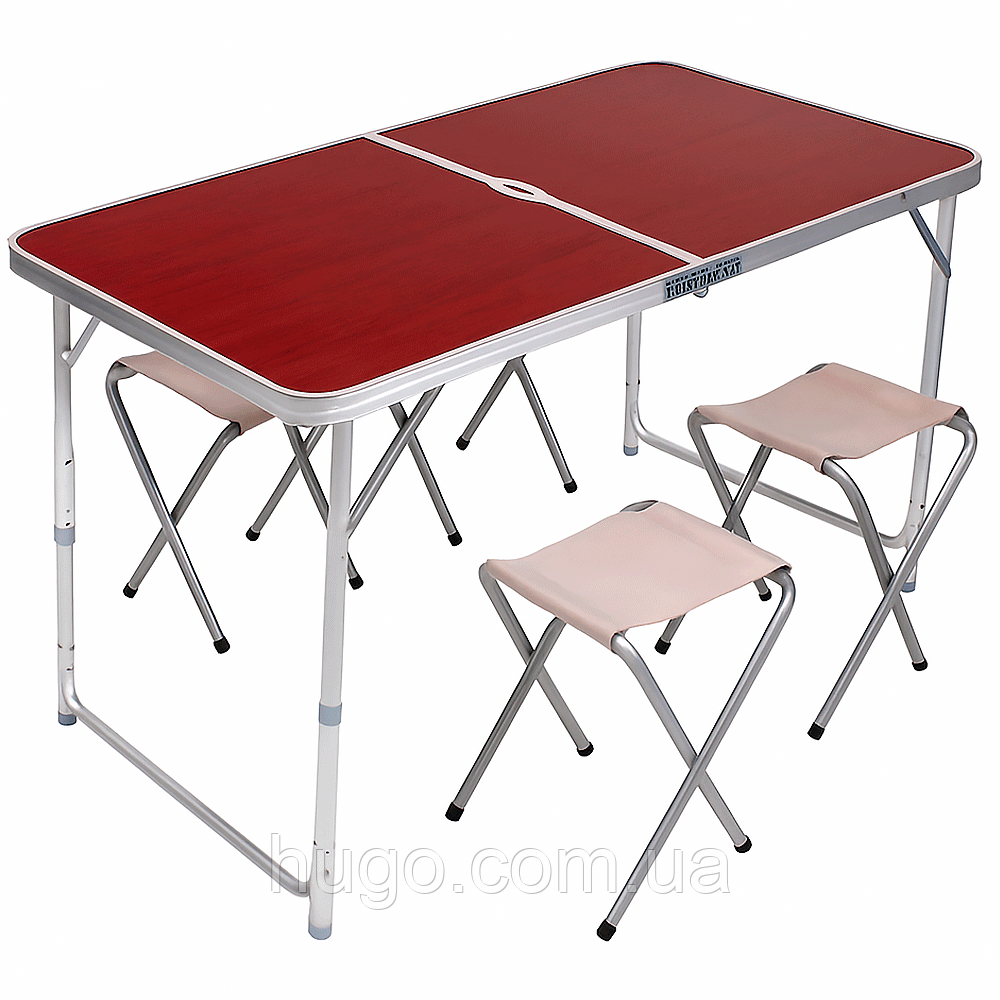 Розкладний стіл для пікніка з 4-ма стільцями, 120x70x60см / Стіл туристичний / Складаний столик, фото 1