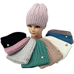 Жіноча подвійна шапка "Ангора" Розмір: 54- 59 (DNJ-17233)