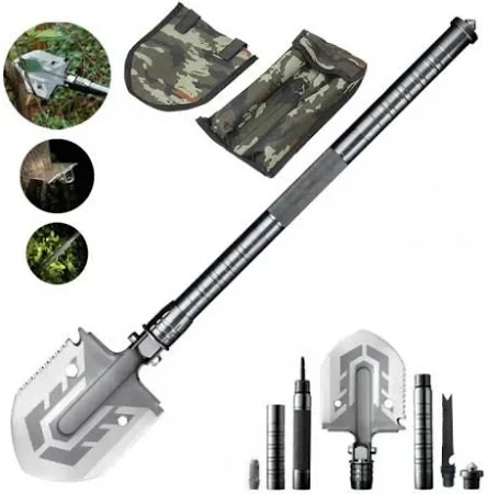 Складна тактична лопата 16-в-1 — багатофункціональний туристичний інструмент для виживання, кемпінгу та подорожей