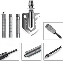 Складна тактична лопата 16-в-1 — багатофункціональний туристичний інструмент для виживання, кемпінгу та подорожей, фото 4