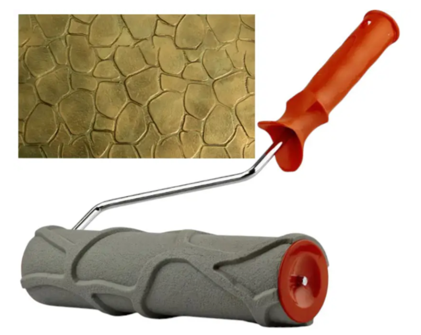 Валик структурний декоративний гумовий КАМІН СЛАНЕЦЬ ПЕСЧАНИК 240х60мм для шпаклівки штукатурки, фото 1