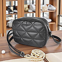Маленька жіноча сумка крос боді через чорне плече з екошкіри сумочка з плечовим ременем
