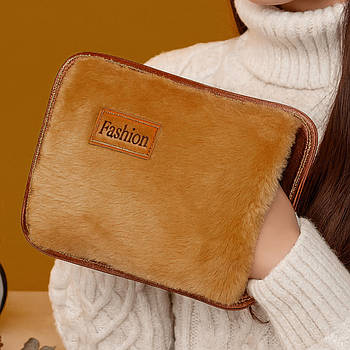 Електрична грілка муфта для рук до 55° (25х19 см) від мережі, Коричневий / Електрогрілка для рук / Плюшева грілка для рук