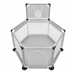 Дитячий манеж із кільцем та м'ячиками, Сірий / Манеж-ігровий майданчик / Інтерактивний манеж для дітей