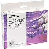 Художні акрилові фарби з блискітками Art Rangers Acrylic glitter 6 кольорів по 75 мл, фото 8