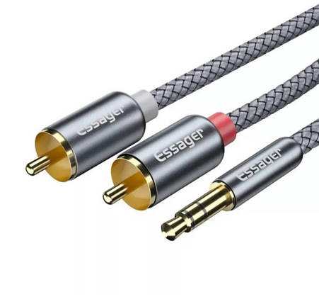 Аудіо кабель Essager Hi-Fi AUX 3.5mm-2 RCA 3 метра, фото 1