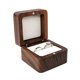 Коробочка для кілець дерев'яна, коробка ювелірна весільний футляр обручальних кілець для весілля або пропонування руки та серця