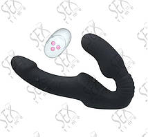 Безремневий страпон-фалоімітатор з вібрацією і пультом керування