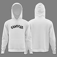 Кофта Trapstar с начесом серый, белый, черный цвет на выбор Теплая худи Трапстар тринитка на флисе Толстовка Trapstar с капюшоном