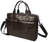 Портфель чоловічий Mykhail Ikhtyar під крокодила 37х27х7 см Коричневий (45099 croco brown), фото 2