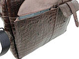Портфель чоловічий Mykhail Ikhtyar під крокодила 37х27х7 см Коричневий (45099 croco brown), фото 6