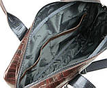 Портфель чоловічий Mykhail Ikhtyar під крокодила 37х27х7 см Коричневий (45099 croco brown), фото 7