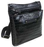 Чоловіча шкіряна сумка Mykhail Ikhtyar 24х26х3 см Чорний (45041 croco black), фото 2