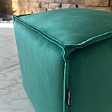 Декоративний квадратний пуф із смарагдового велюру топ h44 см, фото 8