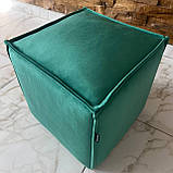 Декоративний квадратний пуф із смарагдового велюру топ h44 см, фото 2