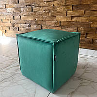 Декоративний квадратний пуф із смарагдового велюру топ h44 см