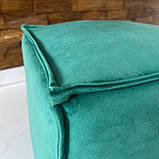 Декоративний квадратний пуф із смарагдового велюру топ h44 см, фото 9
