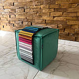 Декоративний квадратний пуф із смарагдового велюру топ h44 см, фото 3