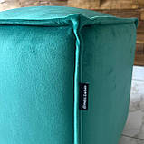 Декоративний квадратний пуф із смарагдового велюру топ h44 см, фото 4