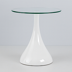 Дизайнерський журнальний столик білий зі скляною стільницею Перла 50 см
