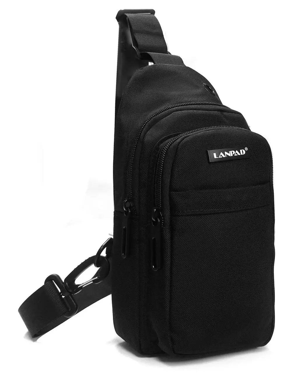 Сумка LANPAD чоловіча через плече 16х27х9 см Чорний (LAN35001 black), фото 1
