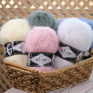 Alize «Mohair Classic / Мохер Класик», Туреччина (напіввовна з мохером)