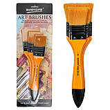 Набір синтетичних пензлів для малювання WORISON плоскі Чорно-оранжевий 3 шт (WN-F345), фото 2