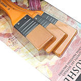 Набір синтетичних пензлів для малювання WORISON плоскі Чорно-оранжевий 3 шт (WN-F345), фото 3