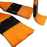 Набір синтетичних пензлів для малювання WORISON плоскі Чорно-оранжевий 3 шт (WN-F345), фото 5