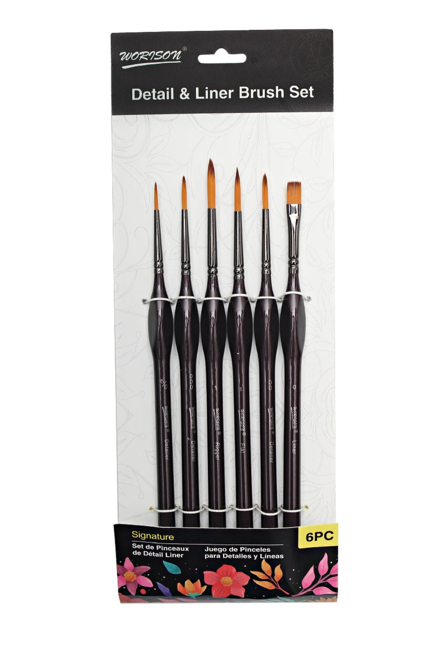 Набір синтетичних пензликів WORISON для дрібної деталізації 6 шт (WN - R6), фото 1