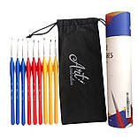 Набір нейлонових пензлів Yover для тонкої деталізації у тубусі 9 шт (YV-BMP009), фото 4