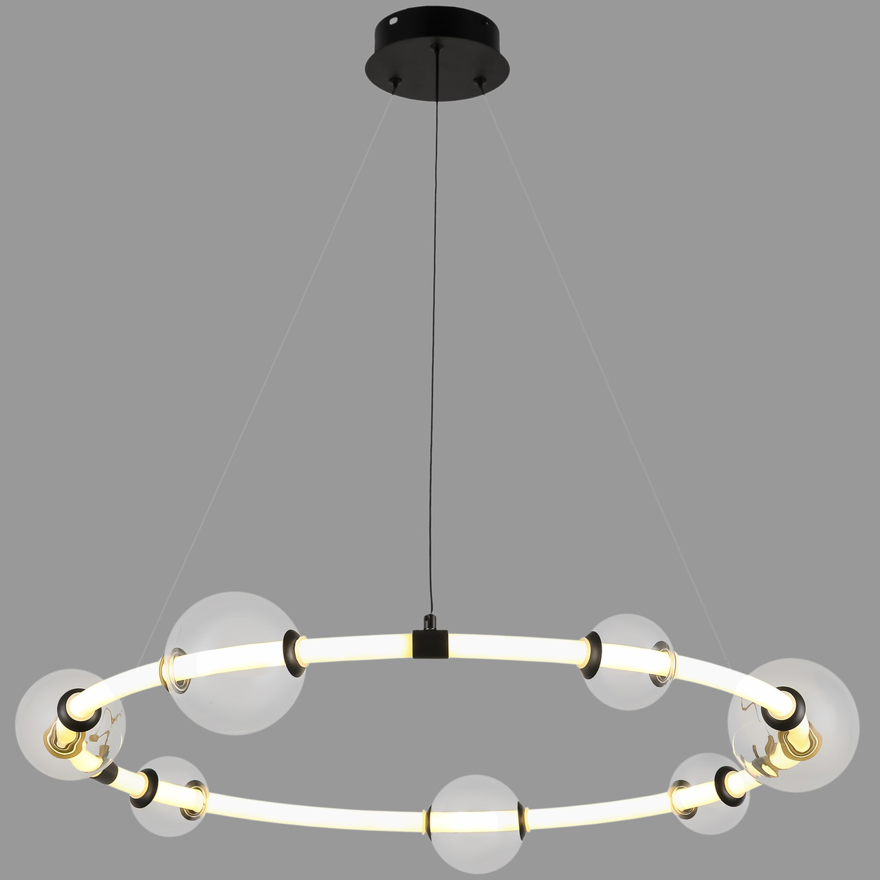 Підвісна чорна люстра 20W 3000К 75см (81-2021 (750) BK)