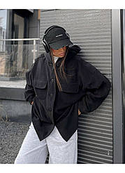 Щільна демісезонна сорочка на гудзиках Оверсайз 42-46