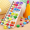 Логічна дошка розвиваюча іграшка для дітей 2в1 Сортер з цифрами і фігурами Лабіринт для гри та навчання, фото 2