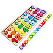 Логічна дошка розвиваюча іграшка для дітей 2в1 Сортер з цифрами і фігурами Лабіринт для гри та навчання, фото 5