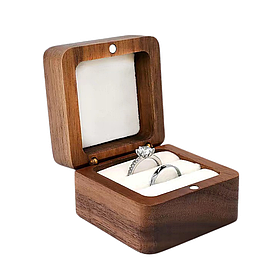 Коробочка для кілець дерев'яна, найкращий футляр обручальних кілець для весілля або пропонування руки та серця