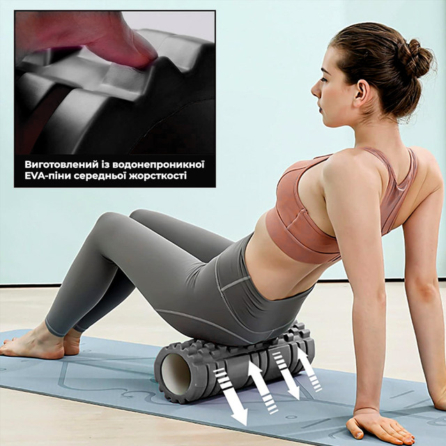 Масажний ролик (роллер) PowerPlay 4404 Massage Roller Чорний (45x14см.) 2 6857309999 w640 h2048 152