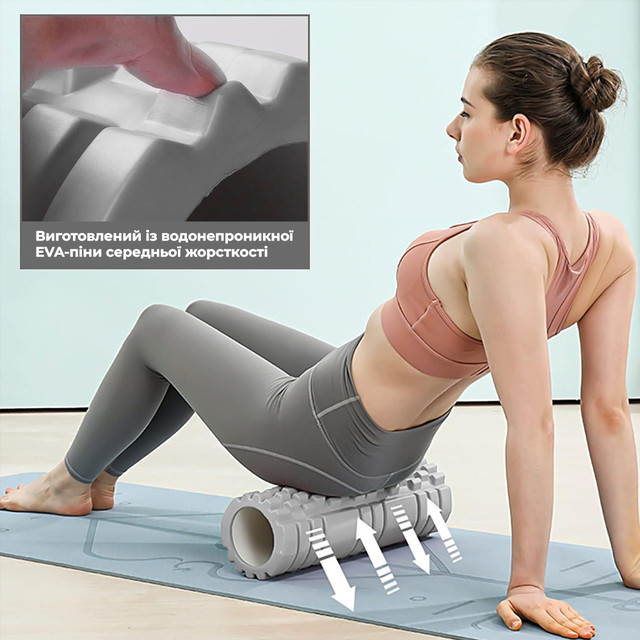 Масажний ролик (роллер) PowerPlay 4404 Massage Roller Сірий (45x14см.) 2 6857311829 w640 h2048 15