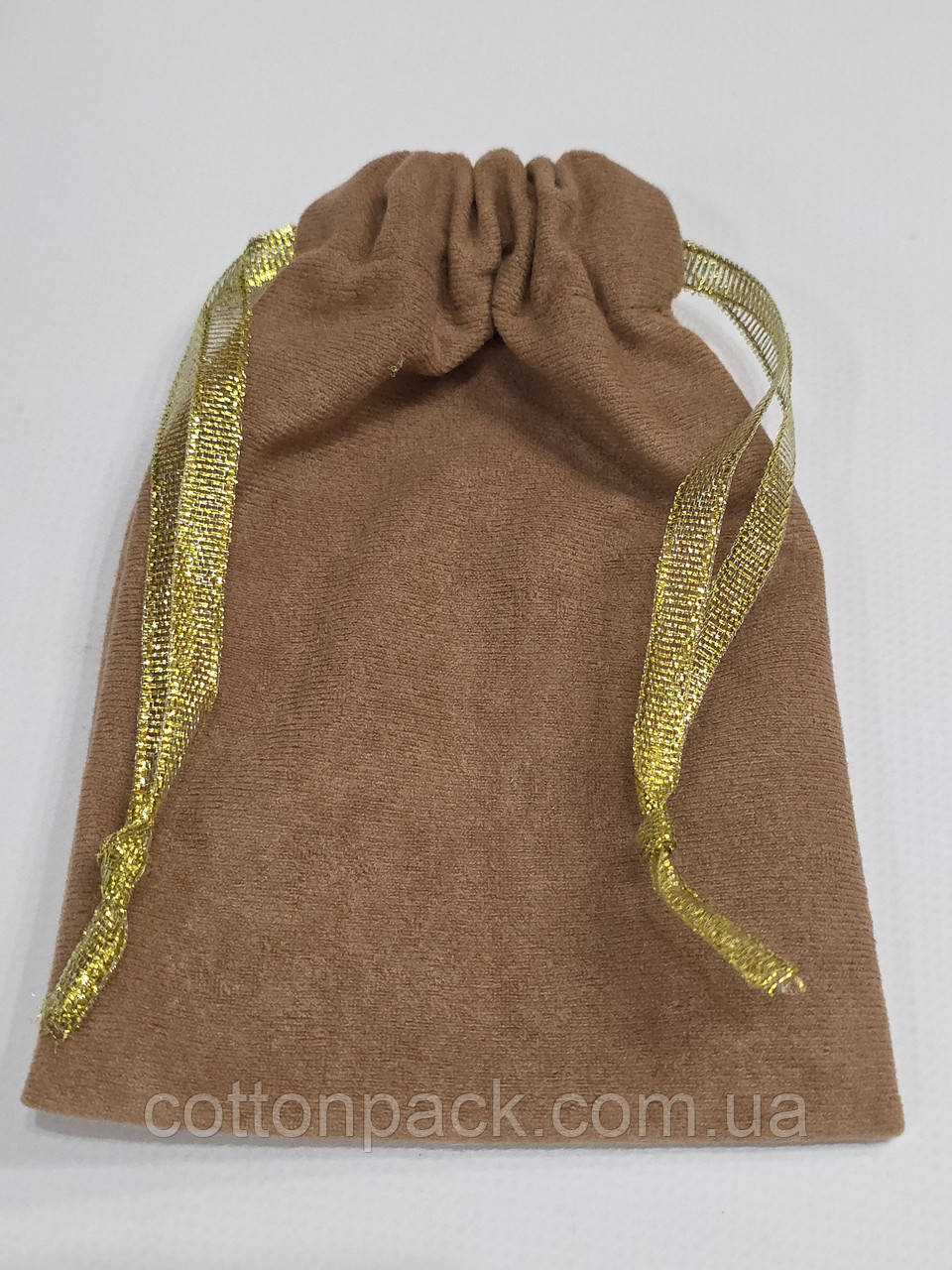 Мішок із велюру 10*15 см. коричневий, фото 1