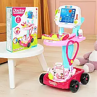 Іграшковий набір лікаря візок великий у коробці 17 предметів, звук, світло (660-45)