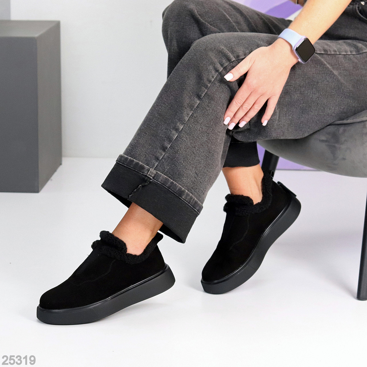 Зручні чорні уги автоледі натуральна замша підйом на гумці 41, фото 1