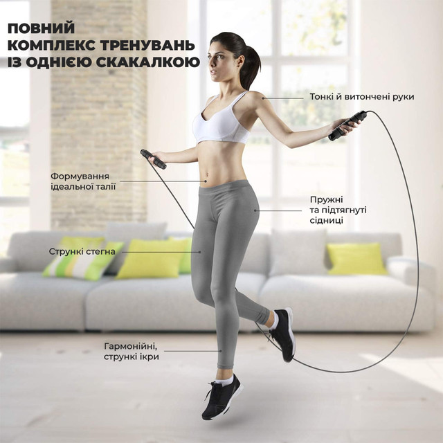Скакалка з лічильником PowerPlay 4215 Jump Rope With Counter Чорно/Сіра 2.75 см. 2 6857356031 w640 h2048 9