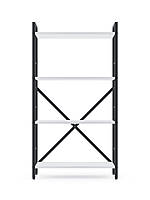 Стелаж Лофт 1100х600х240 Меткас, 35 кг/полиця, 4 полиці, ЛДСП, антрацит-білий сніг