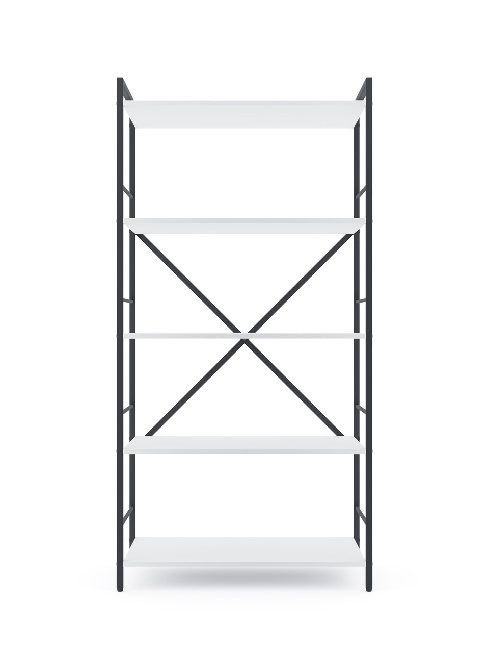Стелаж Лофт 1600х800х400 Меткас, 35 кг/полицю, 5 полиць, ЛДСП, антрацит-білий сніг
