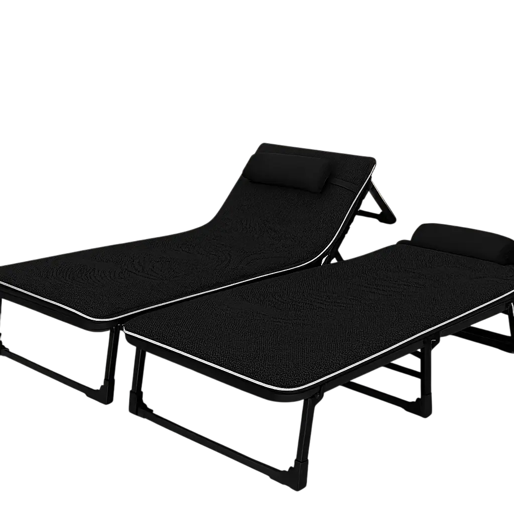 Розкладне ліжко (розкладачка) з Mesh-матрацом і подушкою LEOBRO Black (LB-FB-A2-BLK)