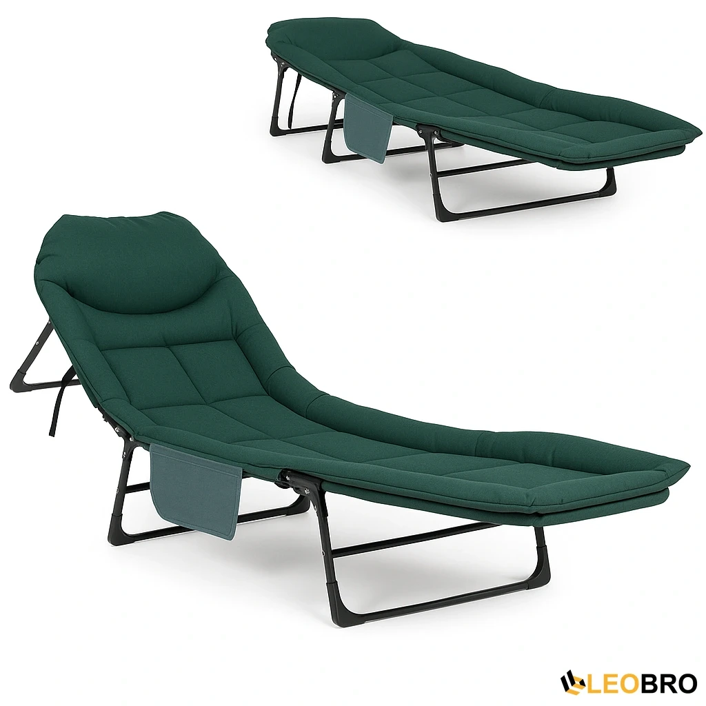 Розкладне ліжко (розкладачка) з вбудованим матрацом LEOBRO Green (LB-FB-M1-GRN)