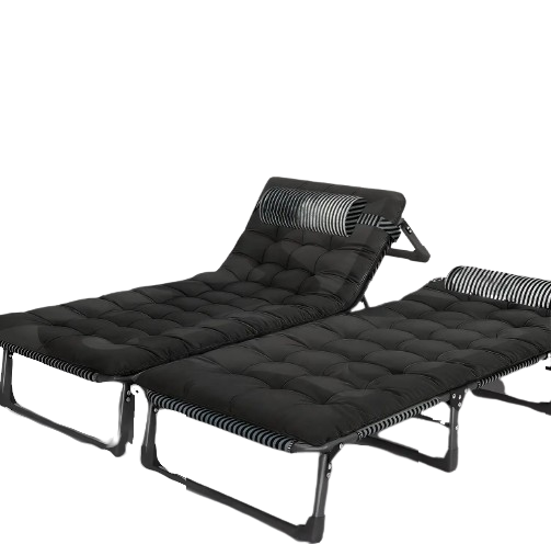 Розкладне ліжко LEOBRO до 150 кг з подушкою, темно-сіре — міцне та комфортне для дому і кемпінгу FB-S02-PP