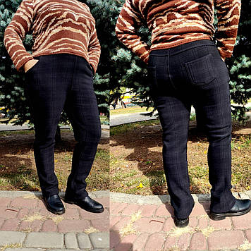 Теплі штани в клітинку на флісі розміри 50-54