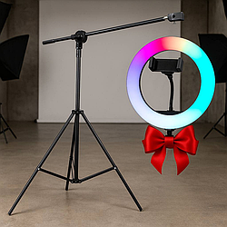 Штатив журавель + Подарунок Кільцева лампа MJ20 / Стійка для телефона / Штатив-тринога