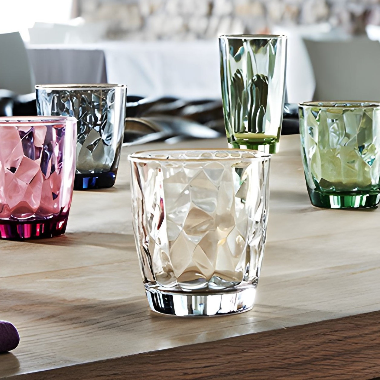 Широкі низькі склянки з гранями Bormioli Diamand 300 мл, Борміолі Діамант